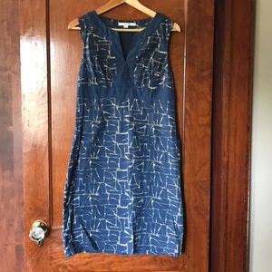 Boden sleeveless cotton sheath dress in blue
